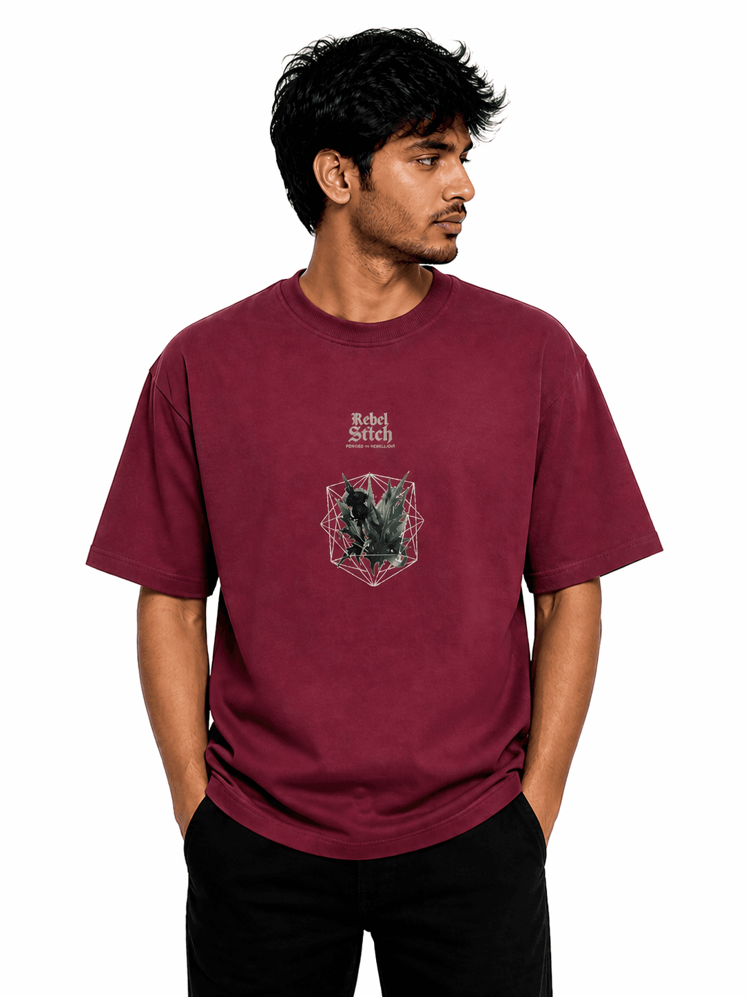 Rebel Stich Crimson Phantom Oversized Tee